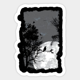 Moonlit crows Sticker